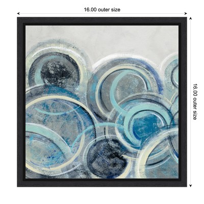 Abstract Blue and Grey Circles Canvas Wall Art, 16" Square