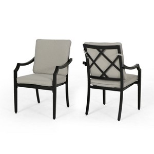 Christopher Knight Home San Diego Outdoor Aluminum Dining Chairs with Cushions (Set of 2) - 1 of 4