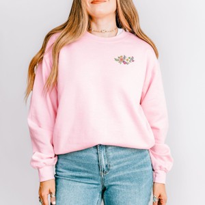 Simply Sage Market Embroidered Flower Cluster Sweatshirt - 1 of 4