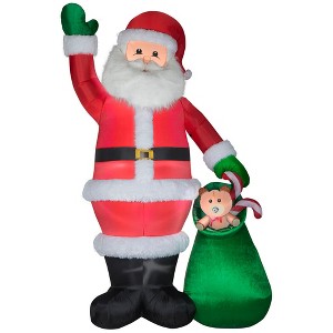 Gemmy Christmas Airblown Inflatable Mixed Media Santa w/Toy bag, 9 ft Tall, Multi - 1 of 3