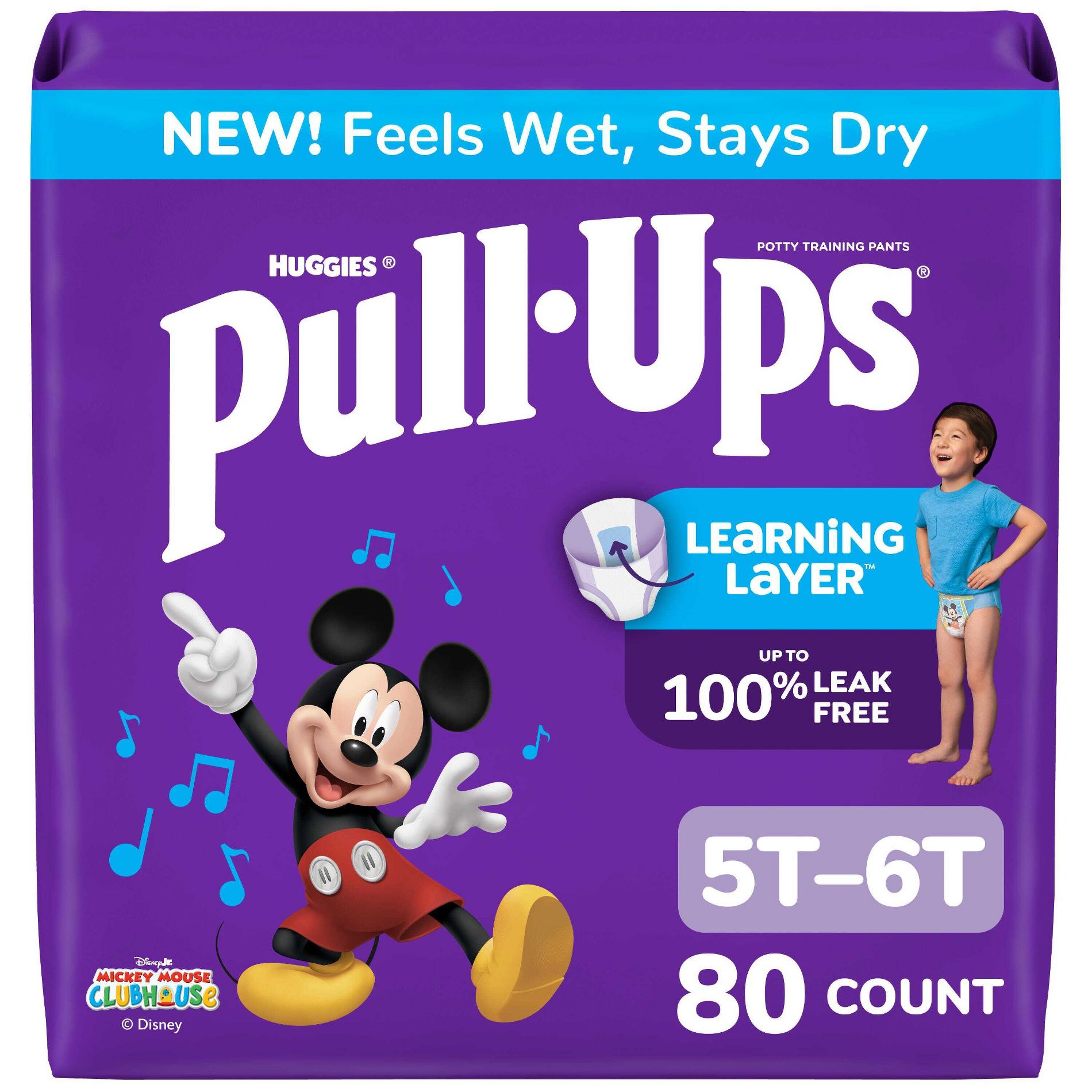 Pull-Ups Boys' Potty Training Pants - 5T-6T - 80ct: Disposable Pants for 46+ lbs, Wood Fluff Pulp Material