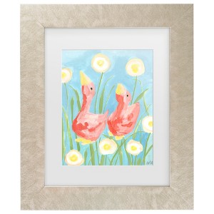 Trademark Fine Art - Ania Zwara  Coral Gees In The Garden Matted Framed Art - 1 of 4