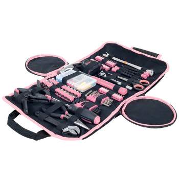 Fleming Supply 86-Piece Household Hand Tool Set With Hammer, Wrenches, Screwdrivers, and Pliers - Pink