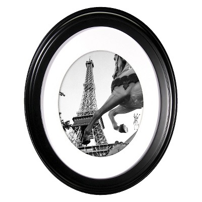 13.98" x 16.93" Matted to 8"x10" Oval Wall Frame Black - MCS