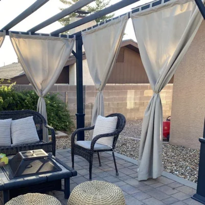 user image by AshleyB, Set of 2 Indoor/Outdoor Solid Cabana Tab Top Window Curtain Panel - Exclusive Home