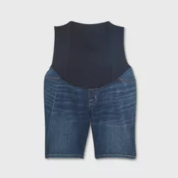NWT ISABEL Maternity Inset Panel Midi Jean Shorts-Light Denim Size 0 