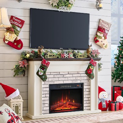 Sincido 45" TV Stand wth Electric Fireplace, Flip Top Electric Fireplace with Mantel, Remote Control Fireplace for Living Room