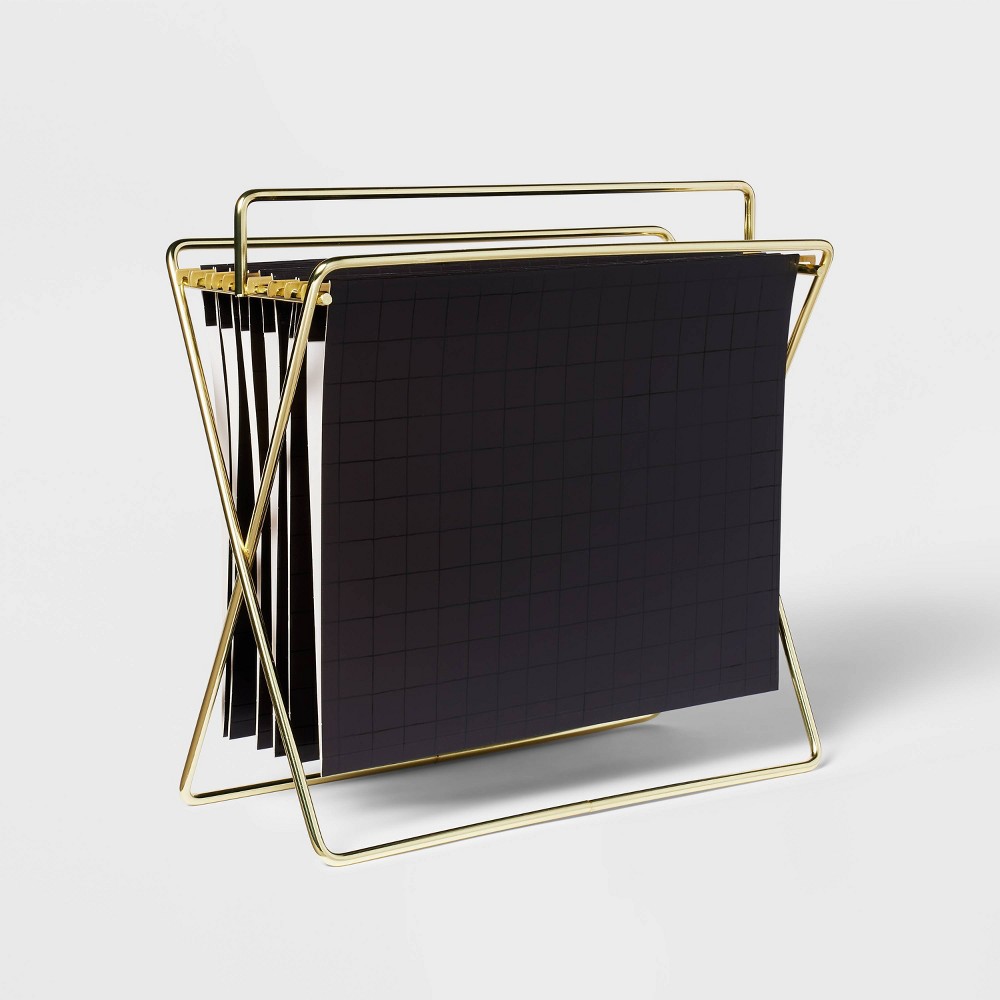 Photos - Accessory Tabletop Hanging File Holder Gold - Threshold™