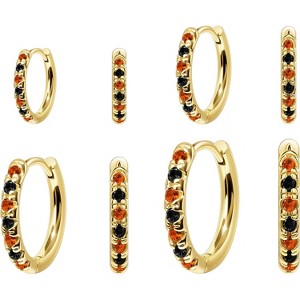 Small Gold Christmas Huggie Hoop Earrings Set - Hypoallergenic 14K Plated Stackable Earrings for Women & Men. - 1 of 4
