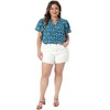 Women's Plus Size Floral Ruffle V Neck Double Short Sleeve Pleated Summer Casual Blouse - Agnes Orinda - 3 of 4