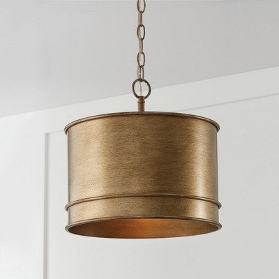 Mystic Luster Metal Drum Pendant Light with Adjustable Chain