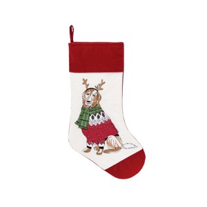 C&F Home 20" Christmas Dog Embroidered Hanging Large XMAS Stocking - 1 of 2