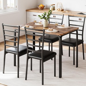 5-Piece Kitchen Dining Room Table Chair Set for Small Space, Indoor Modern Dinette Set for 4, Square Dinner Table Set for Dinette, Breakfast - 1 of 4