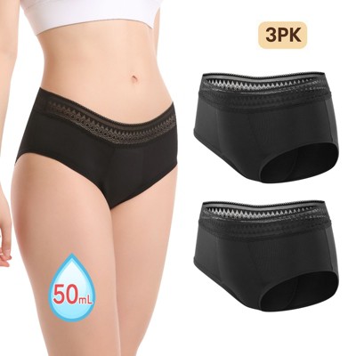 CARER 2pk Menstrual Underwear for Women Lace Period Panties Leak-proof Washable - Mild Absorbency
