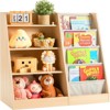 Infurnic Decorative Bookshelf for Kids Rooms 4 Tier Sling Bookcase Baby Toy Organizer Toddler Nursery Book Shelves, Brown, 35.4"x 15.7" x 31.5" - 4 of 4