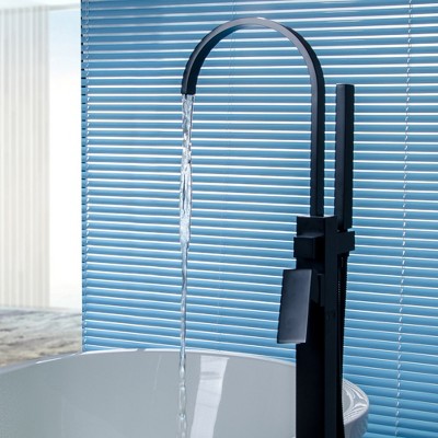 Matte Black Freestanding Tub Faucet with Hand Shower