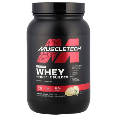 MuscleTech Platinum Whey + Muscle Builder, Vanilla Cream, 1.8 lbs (817 g)