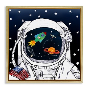 Stupell Industries Astronaut Space Suit Galaxy Floating Frame Canvas Art - 1 of 4