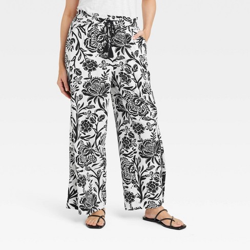 Women's Relaxed Fit Wide Leg Pants - Knox Rose™ Heather Black Floral M :  Target