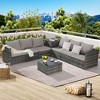 Bigget Rattan Outdoor Steel 6 Piece Patio Wicker Sectional Conversation Set with storage table - 2 of 4