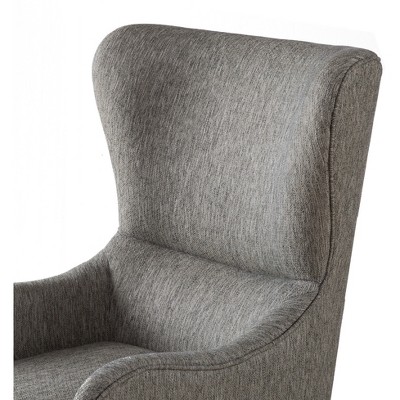 Elegant Gray Swoop Wing Accent Chair with Solid Wood Legs