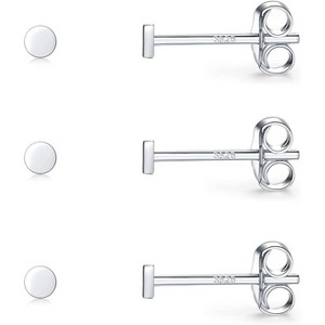 Tiny Sterling Silver Stud Earrings Set - Hypoallergenic Small Round Flat Studs for Cartilage & Tragus (2mm/3mm/4mm) - 1 of 4