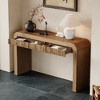 HDZNVF Rustic Console Table with Fluted Drawer Front, Entryway Table with Curved Corners and Thick Legs, Natural - 3 of 4