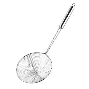 Unique Bargains Family Kitchen Metal Noodles Dumplings Food Mesh Ladle Strainer Silver Tone 6.1 Dia 1 Pc - 1 of 4