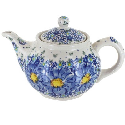 Blue Rose Polish Pottery Blue Starflower Small Teapot