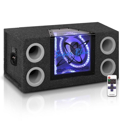 Pyramid 12" Dual?12? Bandpass Subwoofer w/ Blue Neon Lights – 1200?W (BNPS122)