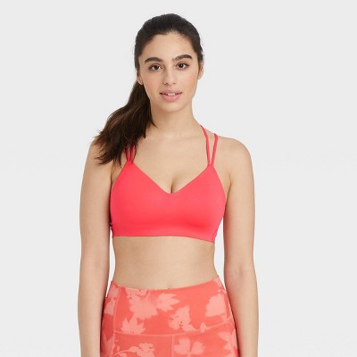 Women&#39;s Light Support Dual Strap Molded Bra - All in Motion&#8482; Coral Pink L