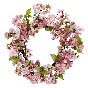 Nearly Natural 24-in Cherry Blossom Wreath - 1 of 4