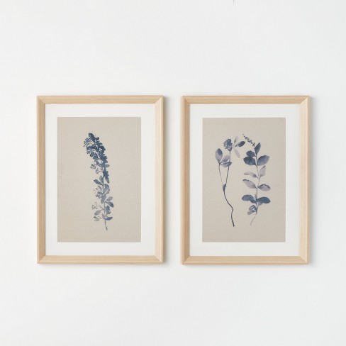 White Floral wall art botanical pressed flower frame rustic