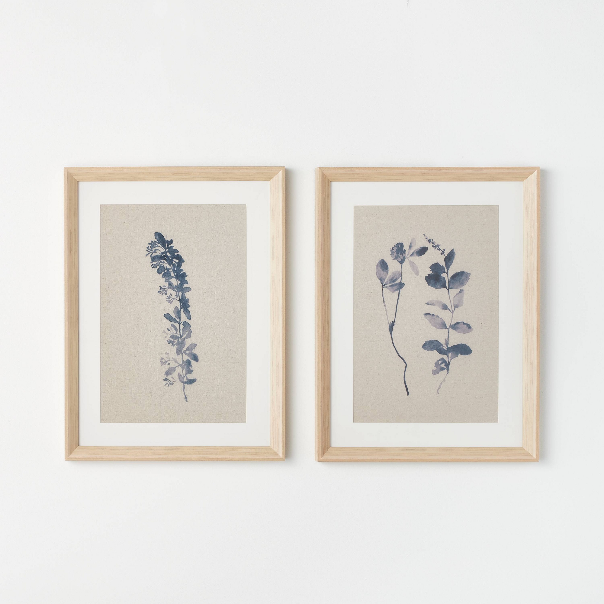 (Set of 2) 18" x 24" Naive Floral Sketch Framed Wall Arts Blue - Threshold™ designed with Studio McGee