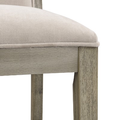 Kyrren Grey and Beige Upholstered Wood Counter Stools, Set of 2
