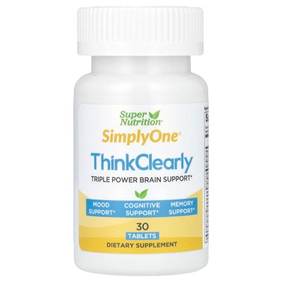 Think Clearly Brain Support Supplement by Super Nutrition - Memory, Mood, & Cognitive Support - Featuring Vitamins, Amino Acids, Whole Foods, & Herbs