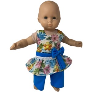 Doll Clothes Superstore Flower Top With Blue Pants Fits 14-15 Inch Baby Dolls - 1 of 4