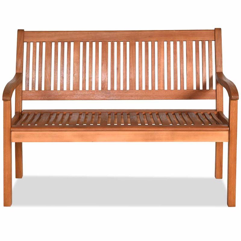Tangkula Outdoor Eucalyptus Wood Park Bench Loveseat Chair with Armrest, 1 of 11