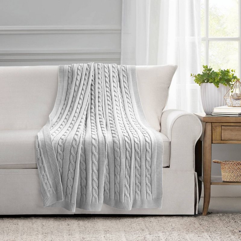 50"x60" Cable Soft Knitted Throw Blanket with Border - Lush Décor, 2 of 6