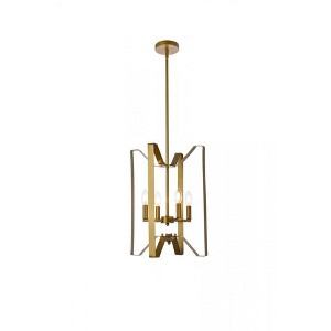 Elegant Lighting Hoffman 4 lights pendant in brass - 1 of 4