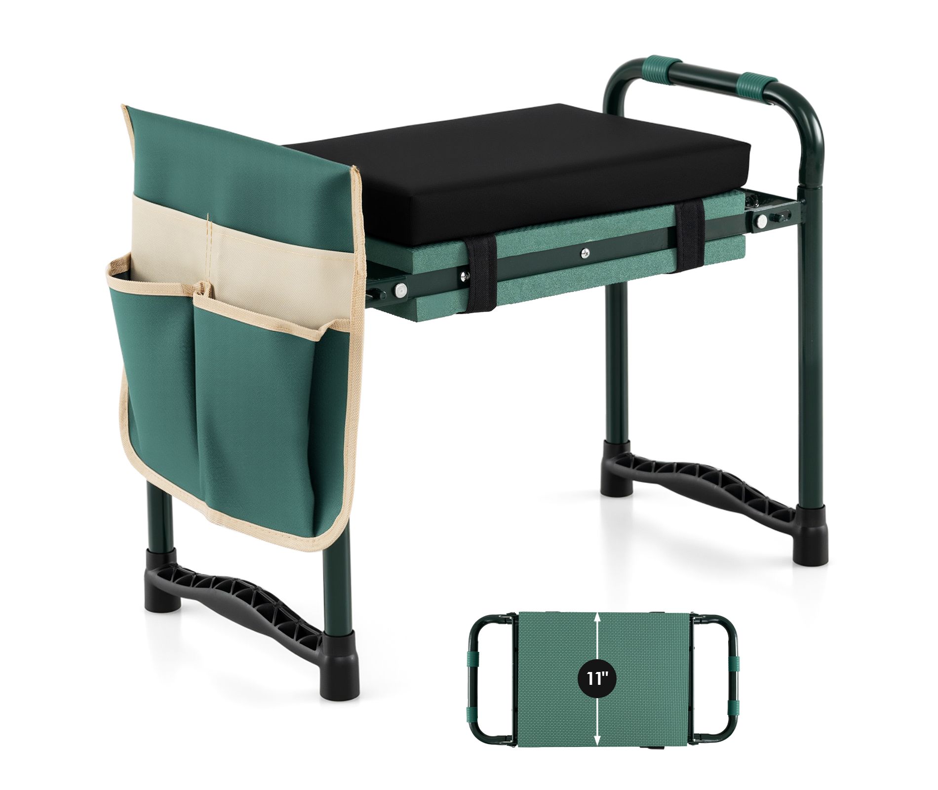Costway Folding Sturdy Garden Kneeler Gardener Kneeling Pad & Cushion Seat Knee Pad Seat Black/Blue/Green