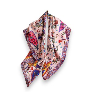 Anna-Kaci Women's Vibrant Scarf with Whimsical Bohemian Print and Artistic Pattern 35.5×35.5 Inches - 1 of 2