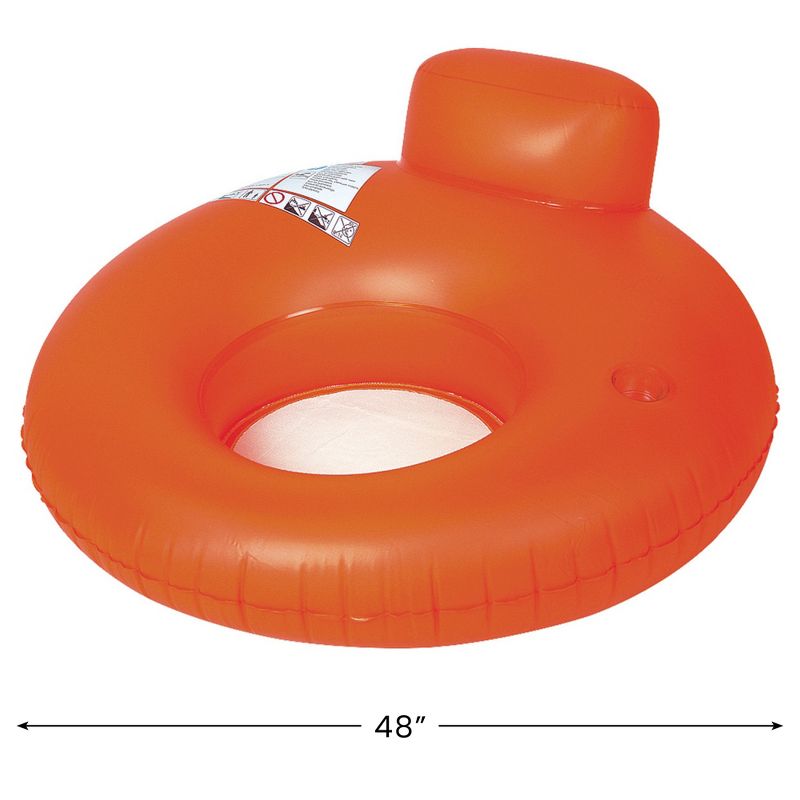Pool Central 48" Inflatable 1-Person Swimming Pool Inner Tube Lounger Float - Orange, 4 of 7