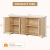 Homhougo 62 Inch Rattan Sideboard Buffet Cabinet, 4-Door Kitchen Storage Cabinet with Shelves Oak - 2 of 4