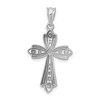 Black Bow Jewelry 14k White Gold Diamond-Cut Fancy 2D Cross Pendant, 17 x 32mm - 3 of 4