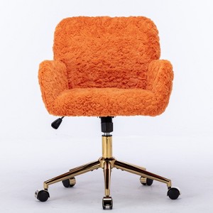 Anybear Adjustable Swivel Office Chair, Artificial Rabbit Hair Home Office Chair With Golden Metal Base - 1 of 4