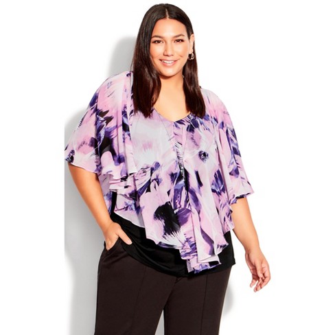 Women's Plus Size Mira Overlay Print Top - Violet | Avenue : Target
