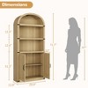 Mid-Century Modern Arched Bookshelf 71 Inch Tall with Door & Storage, 5-Tier Bookcase for Living Room, Kitchen, Home Office - 2 of 4