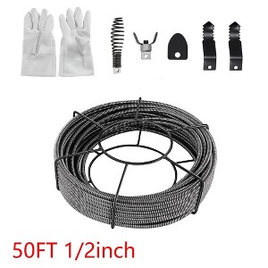 Drain Cable Sewer Cable 50 Ft 1/2 Inch Drain Cleaning Cable With Cutting Head Set - 1 of 4