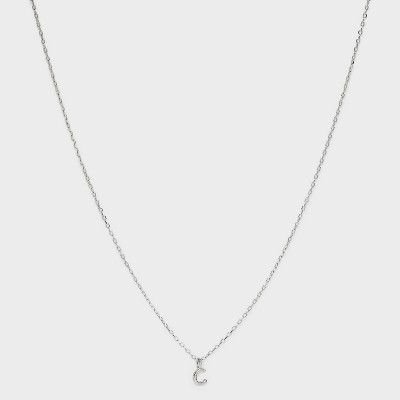 Sterling Silver Small Polished Initial Pendant Necklace - A New Day™ Silver